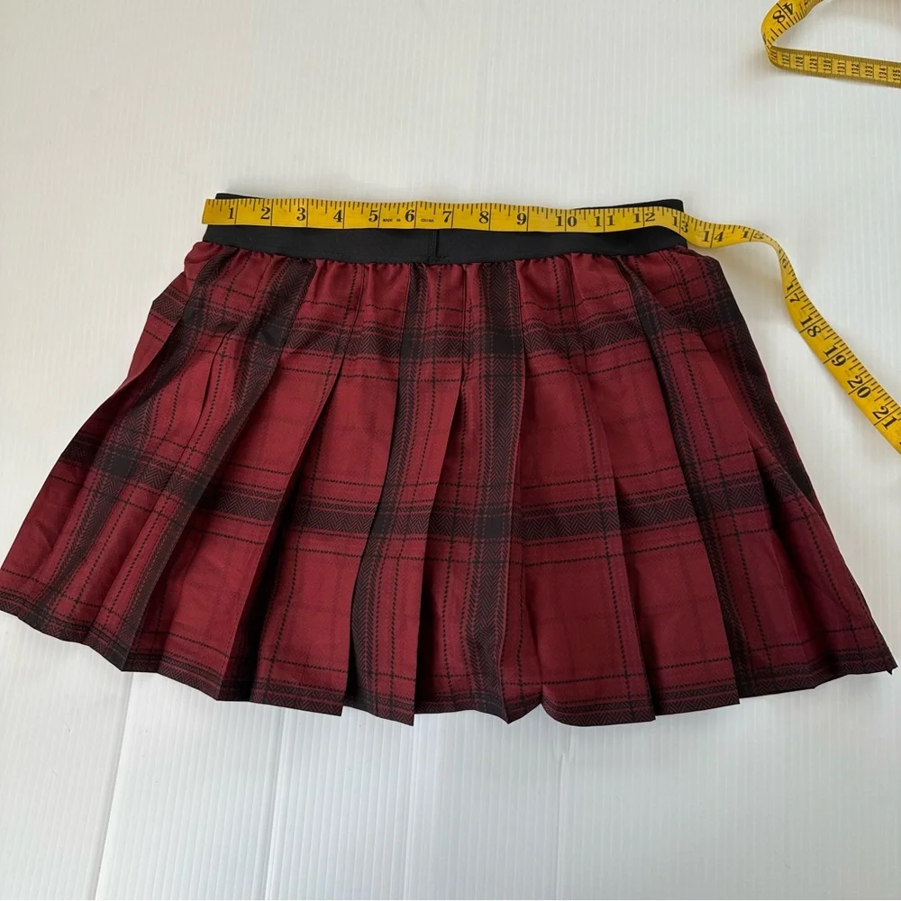 ALO Yoga Legacy Plaid Varsity Tennis Skirt Cranberry Black, S